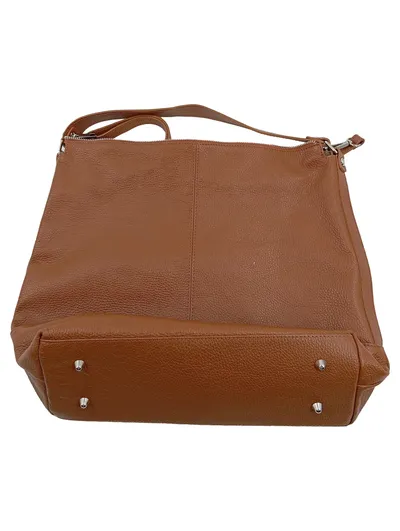 Santini Damen Handtasche Leder Cognac Braun Beuteltasche Made in Italy