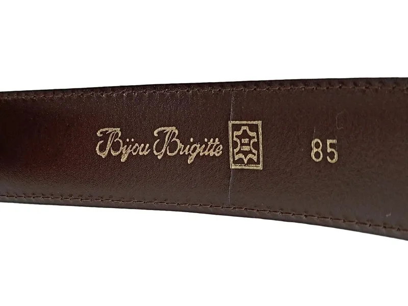 Bijou Brigitte Damen Gürtel Leder Kroko Optik Gr. 85 Braun Goldschnalle 3