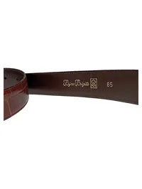 Bijou Brigitte Damen Gürtel Leder Kroko Optik Gr. 85 Braun Goldschnalle 4