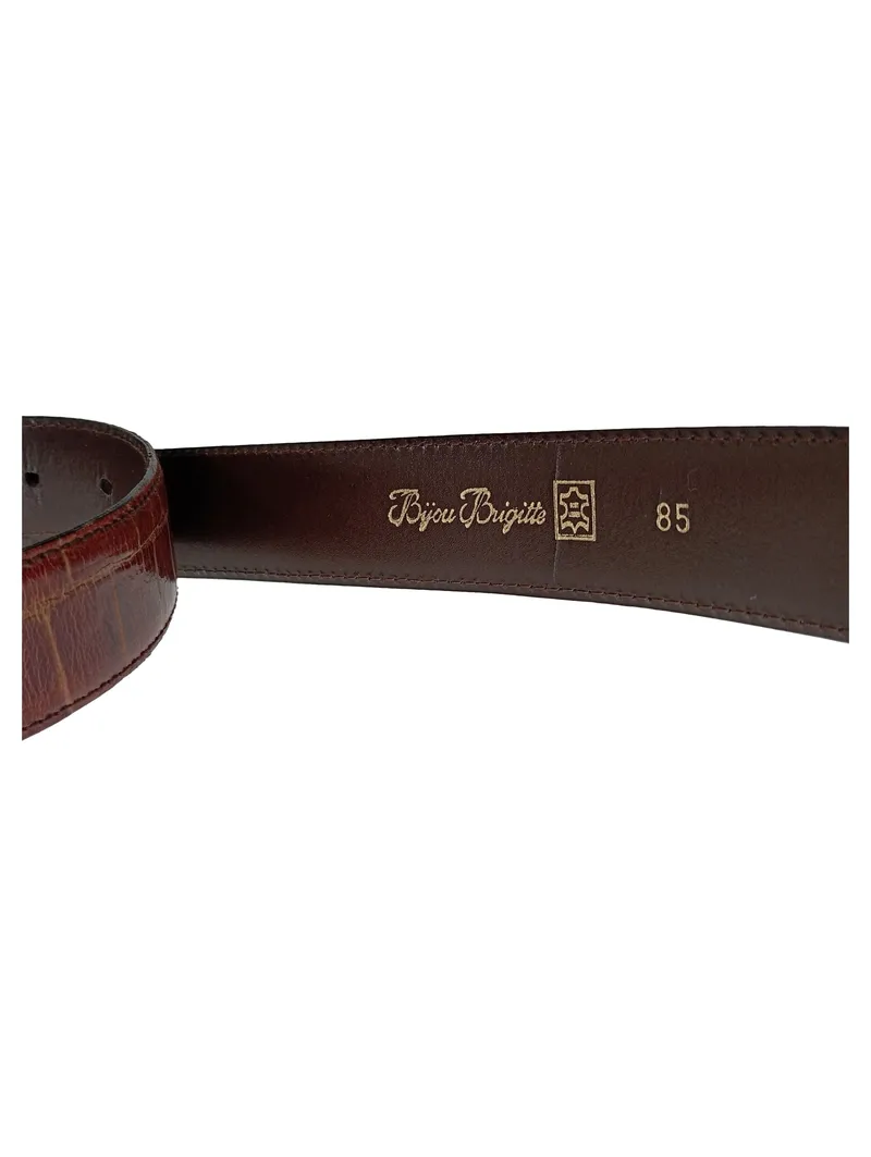 Bijou Brigitte Damen Gürtel Leder Kroko Optik Gr. 85 Braun Goldschnalle 4