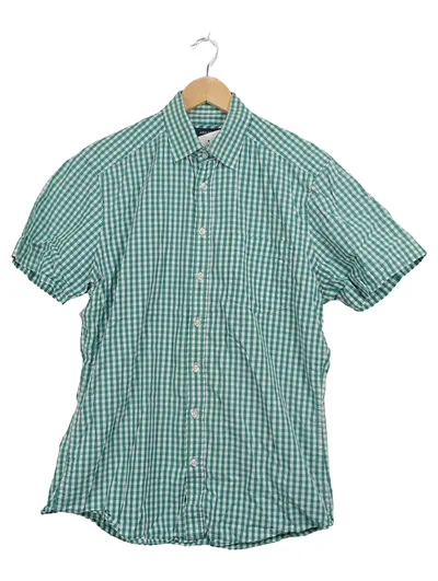 Armada Herren Kurzarmhemd Gr. M Grün Kariert Modern Fit Baumwolle