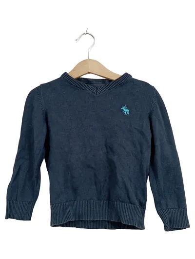 Palomino Pullover V-Ausschnitt Kinder Gr. 98 Blau Baumwolle Langarm