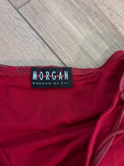Morgan Damen Wickelrock Rot Gr. 36 S Midirock Lederdetails Casual