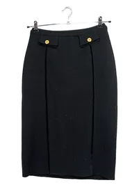 Devernois Bleistiftrock Damen Gr. 38 Schwarz Elegant Goldknöpfe Paris 1