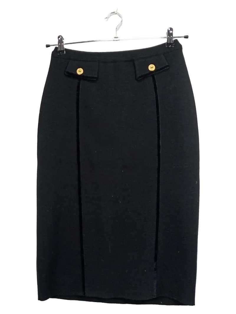 Devernois Bleistiftrock Damen Gr. 38 Schwarz Elegant Goldknöpfe Paris 1