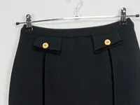 Devernois Bleistiftrock Damen Gr. 38 Schwarz Elegant Goldknöpfe Paris 2