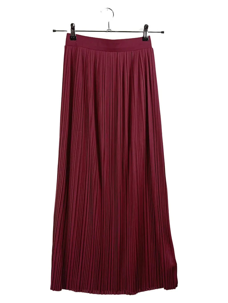 ABOUT YOU Faltenrock Damen Gr. 36 Bordeaux Rot Maxi Plisseerock 1