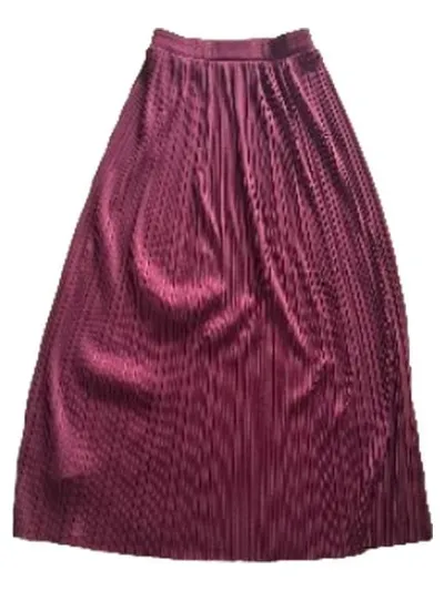 ABOUT YOU Faltenrock Damen Gr. 36 Bordeaux Rot Maxi Plisseerock