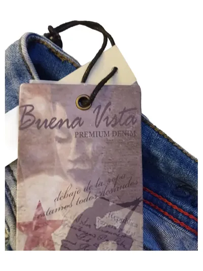 Buena Vista Premium Denim Damen Slim Fit Jeans XS W26 Hellblau Used Look
