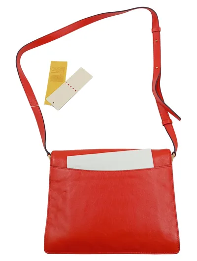 Marni Trunk Bag Damen Umhängetasche Leder Rot Crossbody NEU