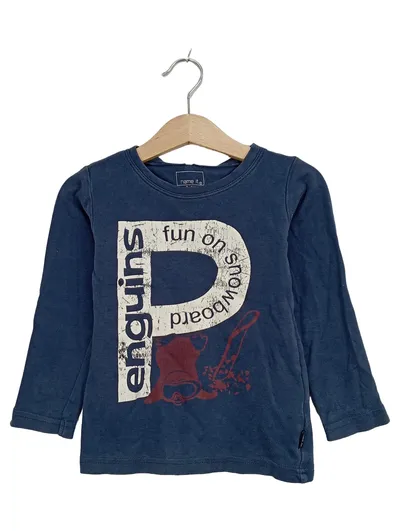 NAME IT Kinder Langarmshirt Jungen Gr. 98 Blau Pinguin Snowboard