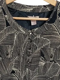Fifty Percent Blusenkleid Damen Gr. 32 Schwarz Blättermuster Langarm 2