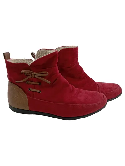 Annie G. Damen Stiefelette Rot Gr. 38 Wildleder-Optik Schlupf Warm