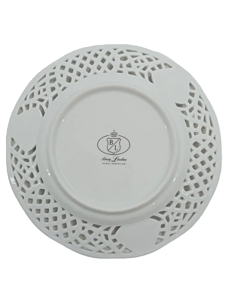 Burg Lindau Sammelteller Rotkehlchen Durchbruchrand Porzellan 19cm Dekoteller 2