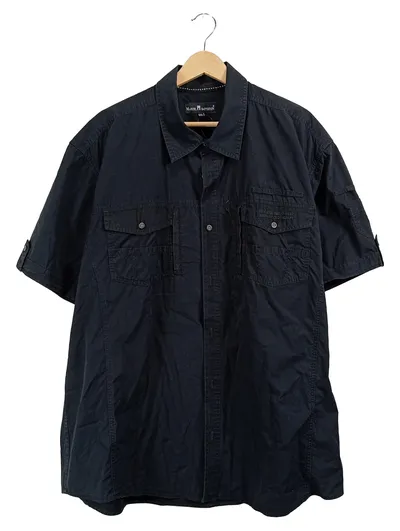 Marcel Battiston Herren Freizeithemd Kurzarm Schwarz Gr. XXL