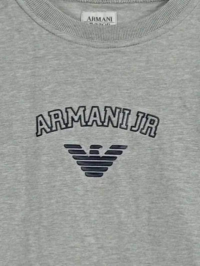Armani Junior T-Shirt Kinder Gr. 130/128 Grau Logo-Print Kurzarm