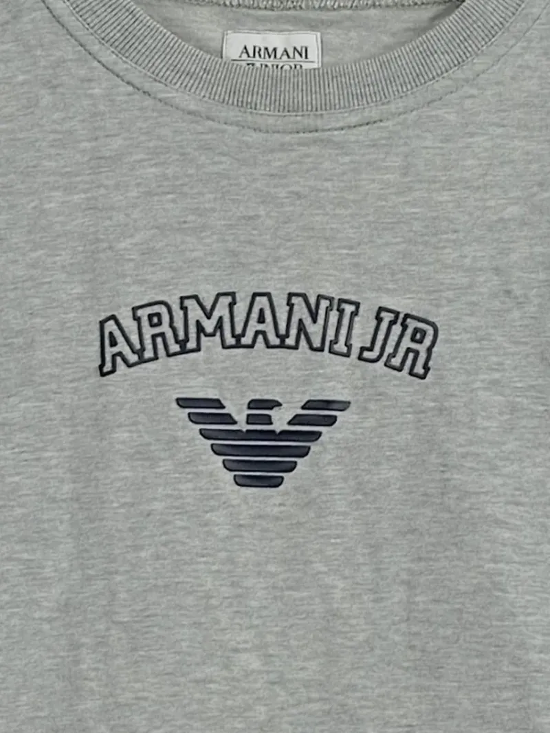 Armani Junior T-Shirt Kinder Gr. 130/128 Grau Logo-Print Kurzarm 2