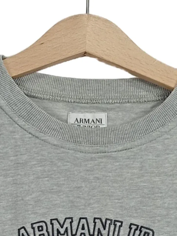 Armani Junior T-Shirt Kinder Gr. 130/128 Grau Logo-Print Kurzarm 3