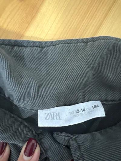 ZARA Jumpsuit Mädchen Gr. 164 Grau Overall Cargo Kurzarm Baumwolle