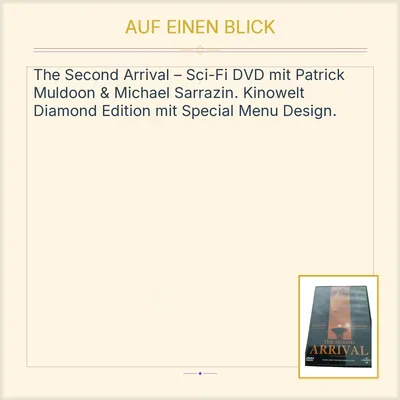 The Second Arrival DVD Patrick Muldoon Michael Sarrazin Science-Fiction Kinowelt