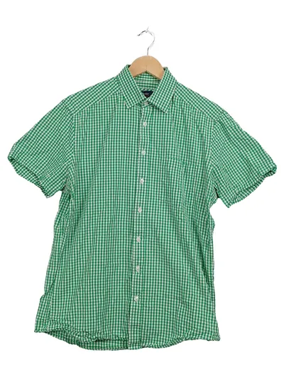Armada Fine Shirts Herren Kurzarmhemd Gr. M Grün Kariert Modern Fit