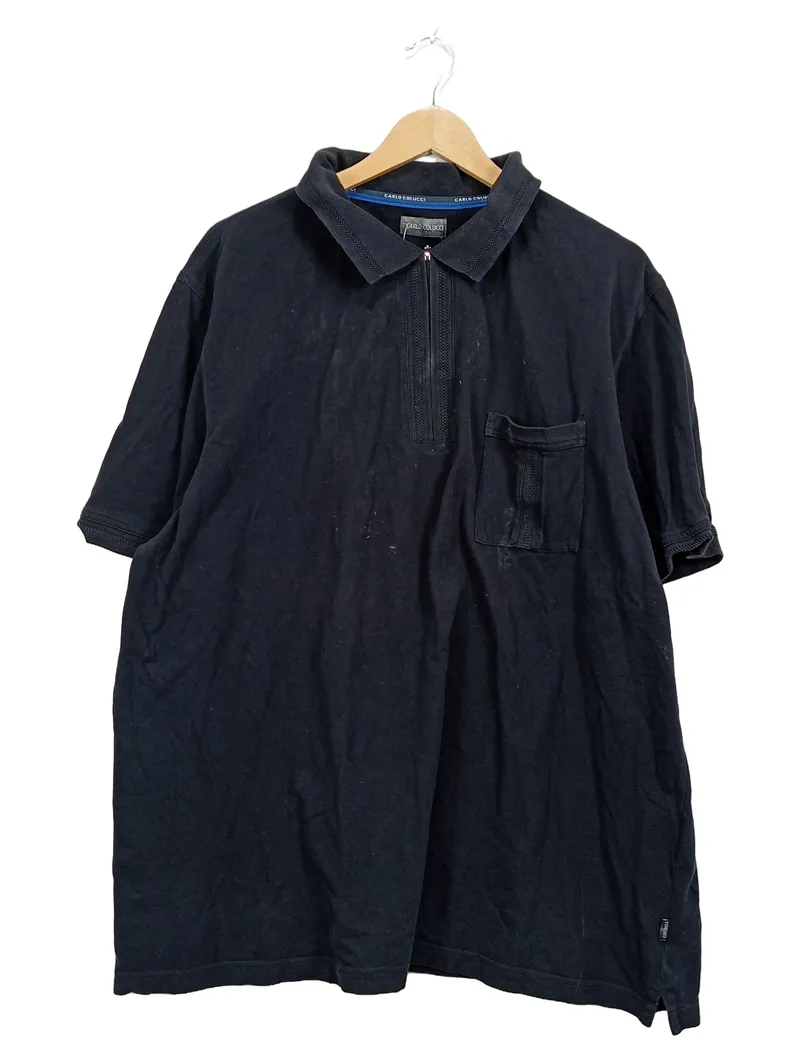 Carlo Colucci Herren Polo Shirt Schwarz Reißverschluss Gr. XL/3XL 1