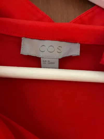 COS Damen Businesskleid Rot Ärmellos Rollkragen Gr. 36 S Minimalismus