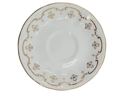 Royal Osborne Untertasse Porzellan Goldrand Blattmuster 14 cm