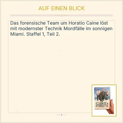 CSI: Miami Staffel 1 Season One Episoden 13-24 DVD Serie Krimi David Caruso