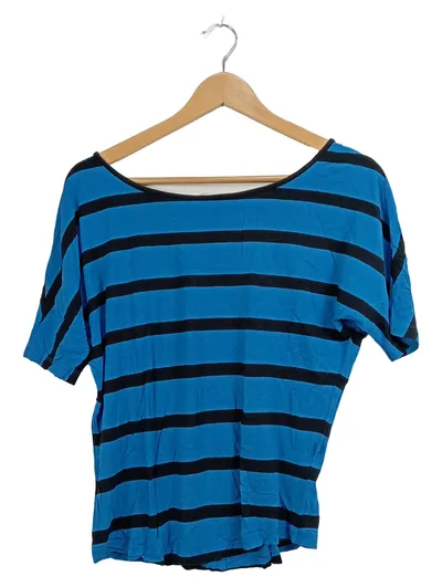 ORSAY Damen T-Shirt Gr. S Blau Schwarz Gestreift Kurzarm Casual