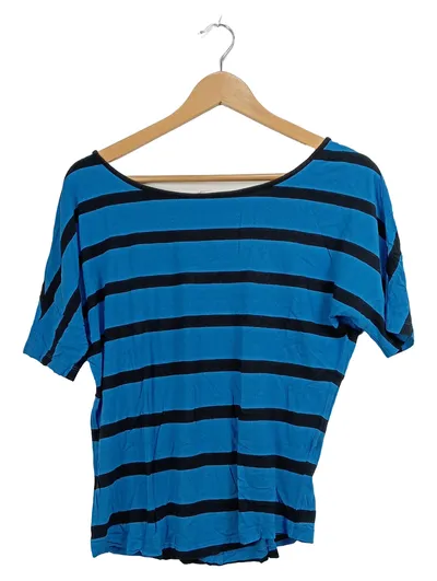 ORSAY Damen T-Shirt Gr. S Blau Schwarz Gestreift Kurzarm Casual