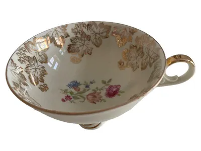 Bareuther Bavaria Porzellan Tasse Blattgold Blumenmuster Vintage Elegant