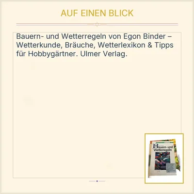 Bauern- und Wetterregeln Egon Binder Ulmer Sachbuch Wetter Bauernregeln