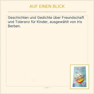 Unter einem Himmel Iris Berben Kinderbuch Freundschaft Toleranz Kreuz Verlag