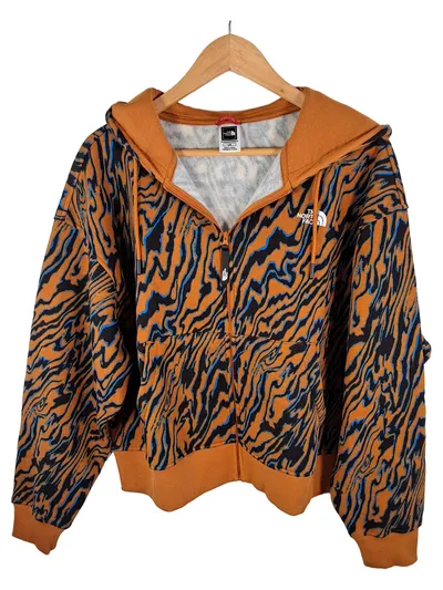 The North Face Sweatjacke Damen Gr. L Tigerprint Orange Kapuze