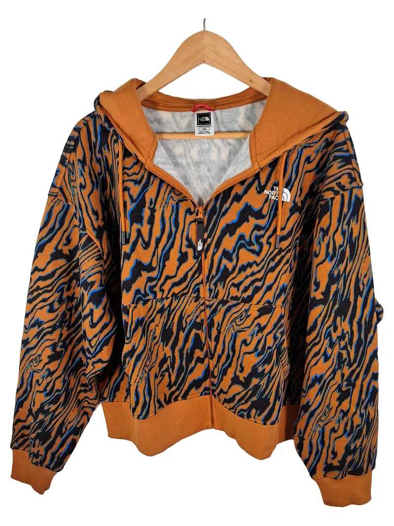 The North Face Sweatjacke Damen Gr. L Tigerprint Orange Kapuze 1
