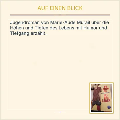 So oder so ist das Leben Marie-Aude Murail Fischer Taschenbuch Jugendroman