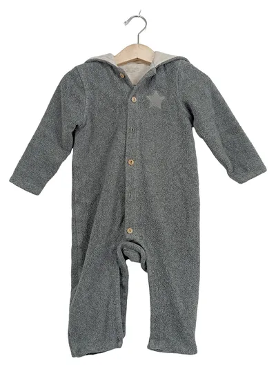 bellybutton Baby Einteiler Strampler Kapuze Gr. 80 Grau Organic Cotton