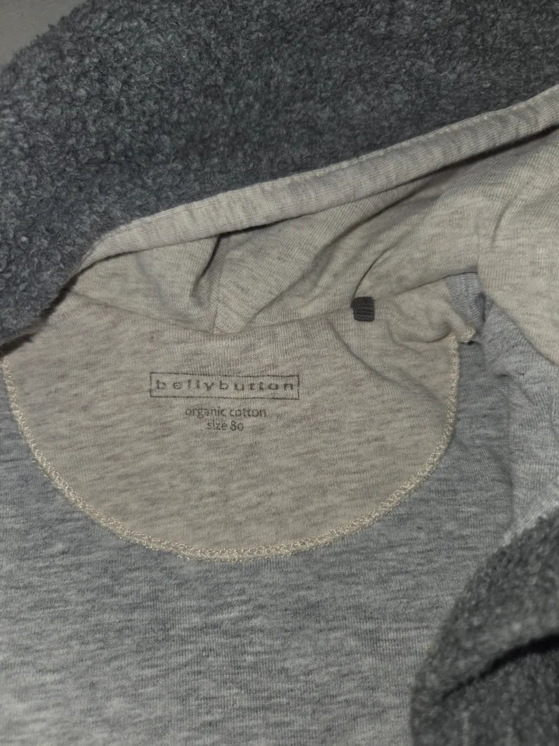 bellybutton Baby Einteiler Strampler Kapuze Gr. 80 Grau Organic Cotton 2