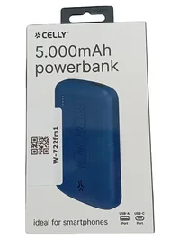 Celly Powerbank 5000mAh USB-A USB-C Blau kompakt leicht Smartphone 1