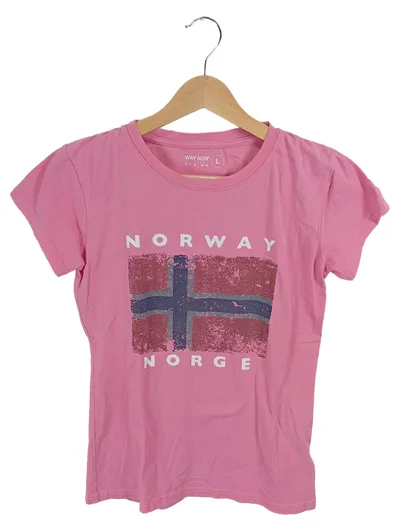 Way Nor Damen T-Shirt Norwegen Flagge Rosa Gr. L Kurzarm
