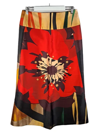 Marianna Deri A-Linienrock Damen Gr. 40 L Mehrfarbig Blumenmuster Maxirock
