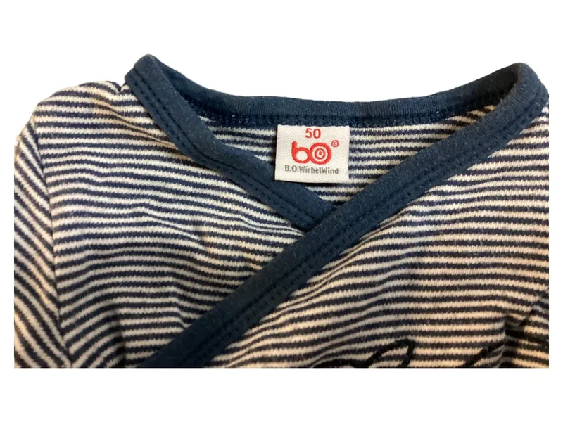 B.O. WirbelWind Baby Body Gr. 50 Blau Gestreift Wale Langarm 2