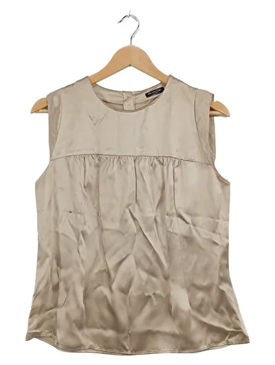 Massimo Dutti Damen Bluse Beige Gr. L Acetat Elegant Ärmellos