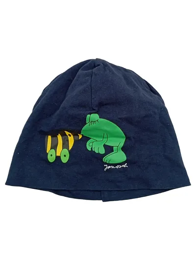 Janosch Kinder Mütze Beanie Frosch Biene Blau 100% Baumwolle