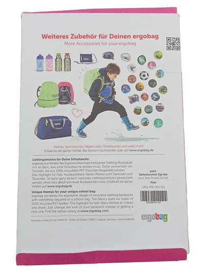 ergobag Seitentaschen Zip-Set 3-teilig Pink Schulranzen Zubehör