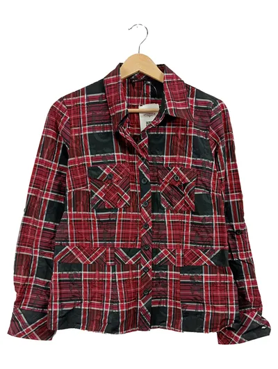 Liberty Woman Karohemd Bluse Damen Gr. 38 Rot Schwarz Langarm