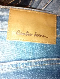 Cambio Jeans Damen Destroyed Slim 42 XL Blau Peace-Symbol Used Look 4