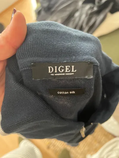 DIGEL Herren Poloshirt Gr. L Baumwolle Seide Blau Reißverschluss