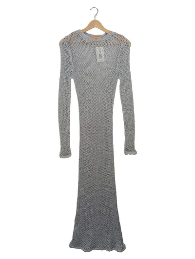 Simon Miller x Mango Strick Abendkleid Damen Gr. M Silber Metallic Maxi